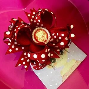 Hand Crafted Red Polka Dot Hair Bow